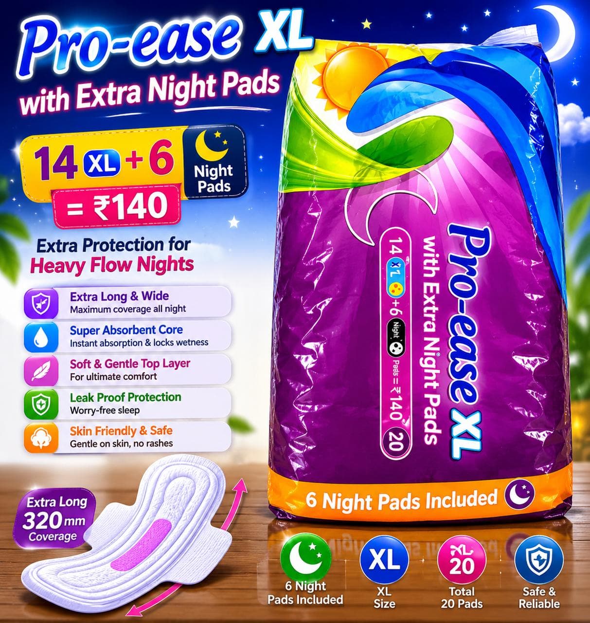 PRO-EASE XL SANITARY PADS