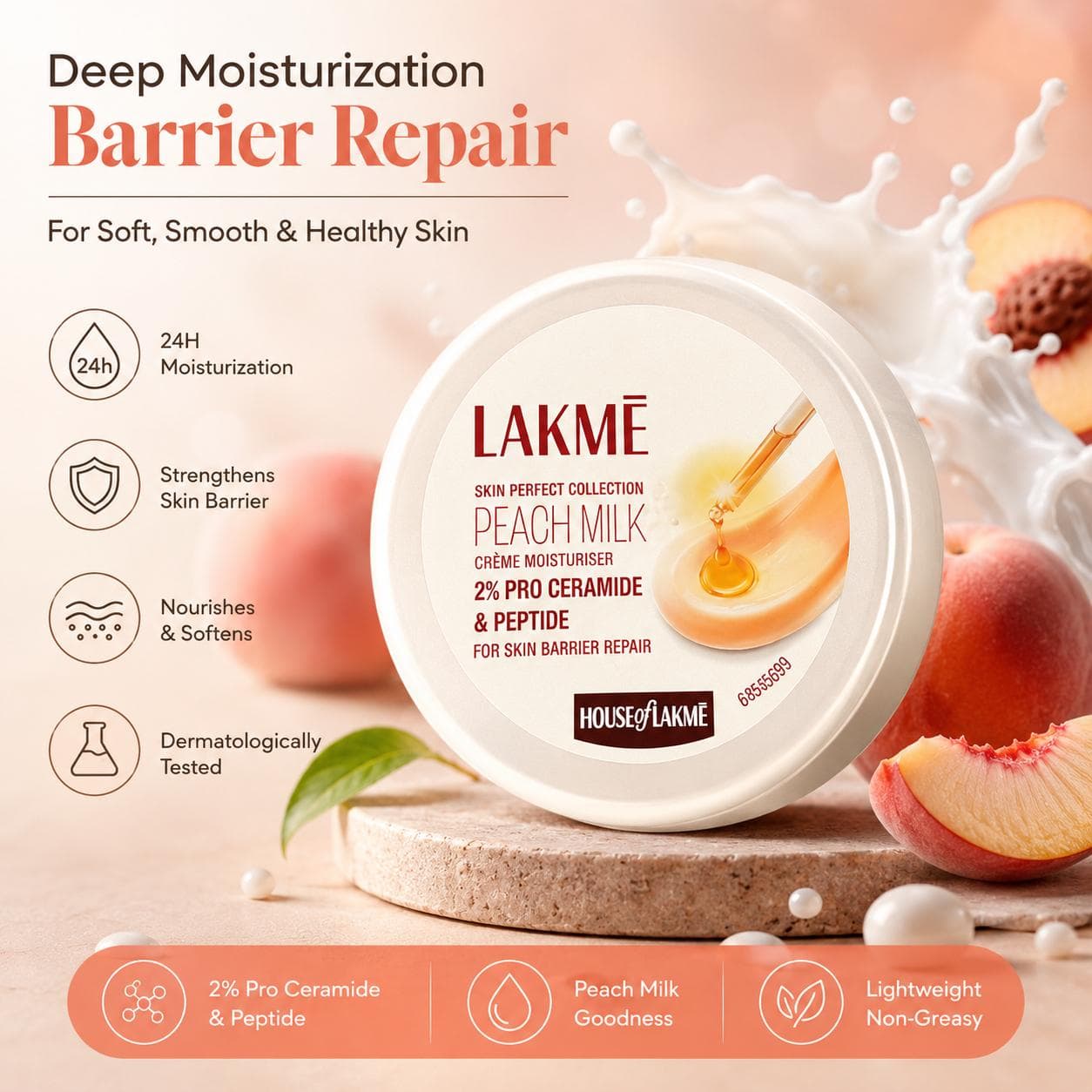 LAKME PEACH MILK CREME MOISTURISER 25g