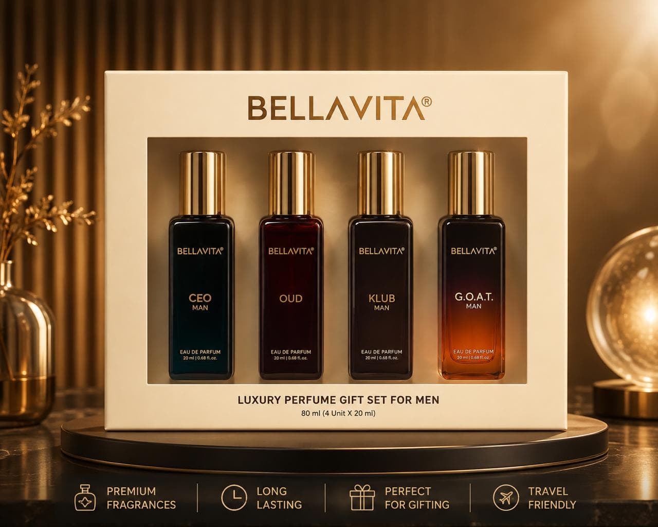 BELLAVITA LUXURY PERFUME GIFT SET FOR MEN (20ml*4)