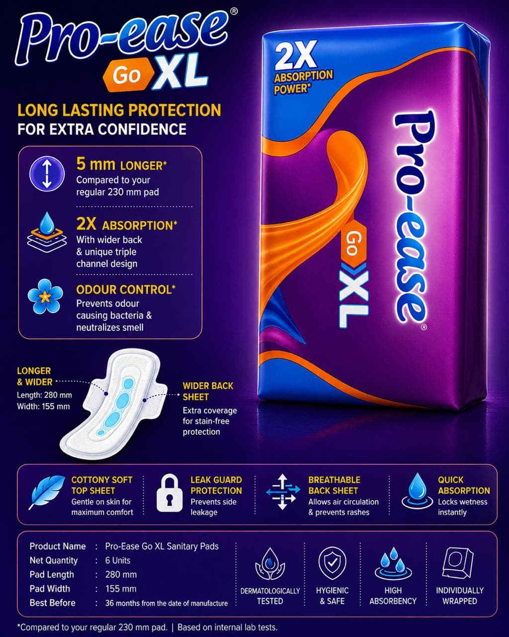PRO-EASE XL SANITARY PADS