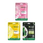 Garnier Sheet Mask Combo Pack of 3 (Bright Complete + Sakura Glow + Charcoal)