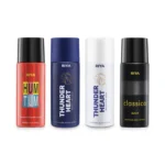 HUM TUM, CLASSICO, THUNDERHEART WHITE & BLUE | PACK OF 4 | UNISEX DEODORANT | 150ML EACH